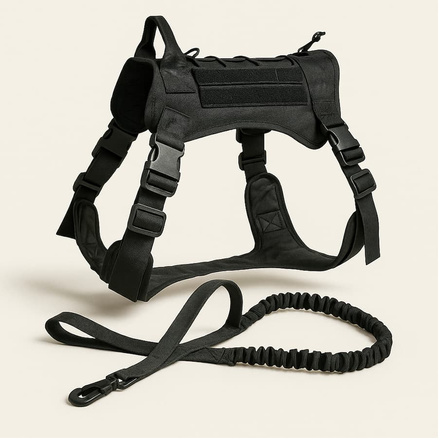 Harnais Tactique Pour Chien | Collier ou Ensemble Avec Laisse