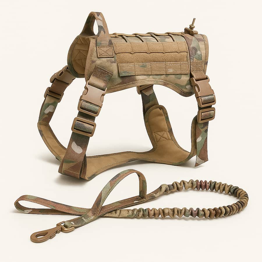 Harnais Tactique Pour Chien | Collier ou Ensemble Avec Laisse