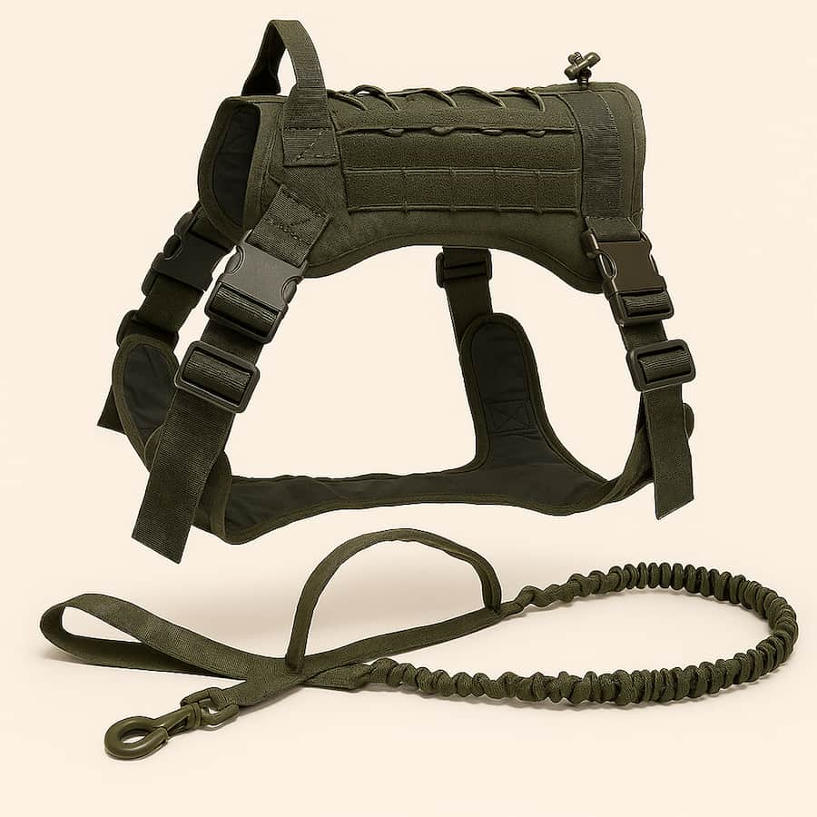 Harnais Tactique Pour Chien | Collier ou Ensemble Avec Laisse