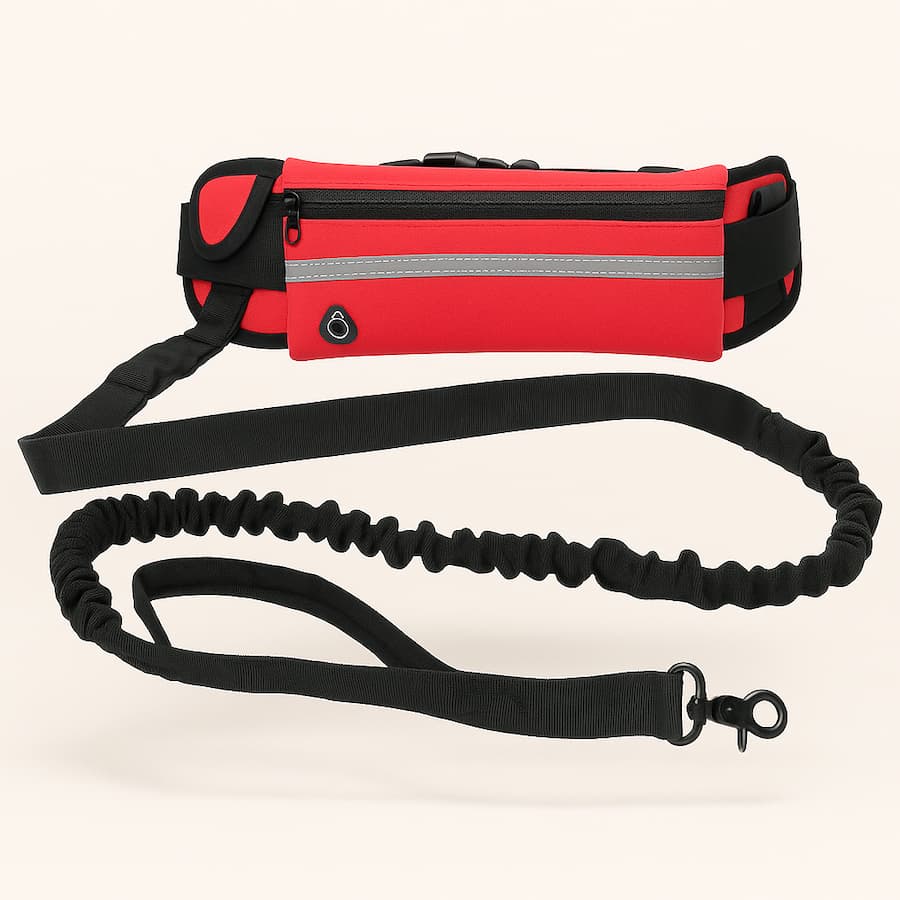 Laisse mains libres pour chien avec poche