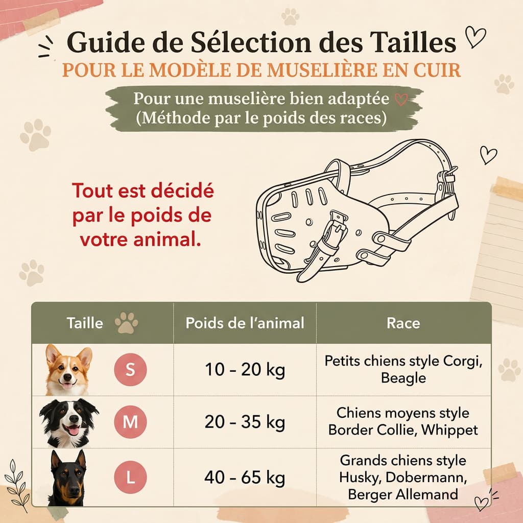 Muselière Panier en Cuir Pour Chien de Garde et Dressage
