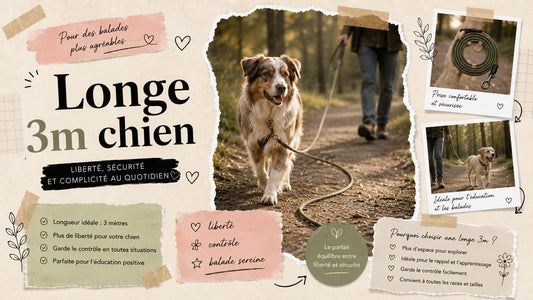 longe 3m chien pour balade sécurisée