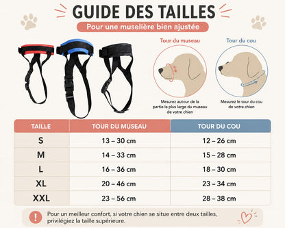 Muselière Ajustable Anti-Morsure et Anti-Aboiement Pour Chien