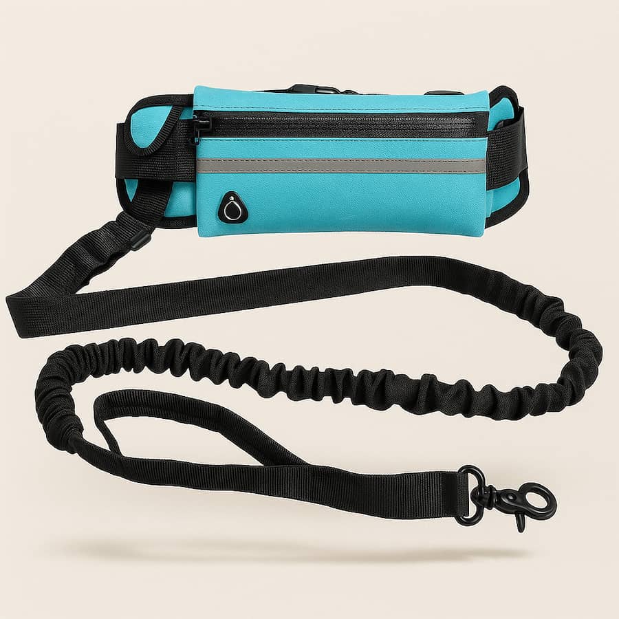 Laisse mains libres pour chien avec poche