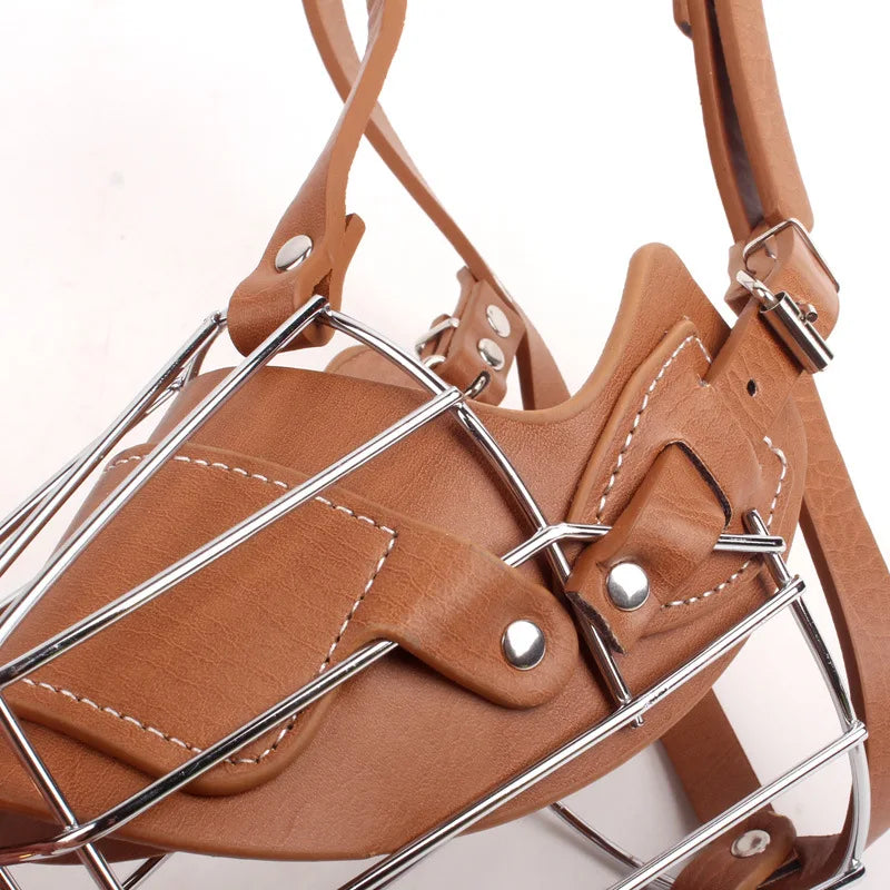 Muselière panier en cuir et métal pour chien de dressage - photo 5
