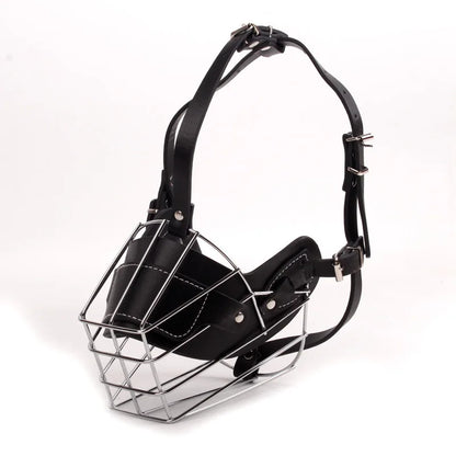 Muselière panier en cuir et métal pour chien de dressage - photo 7