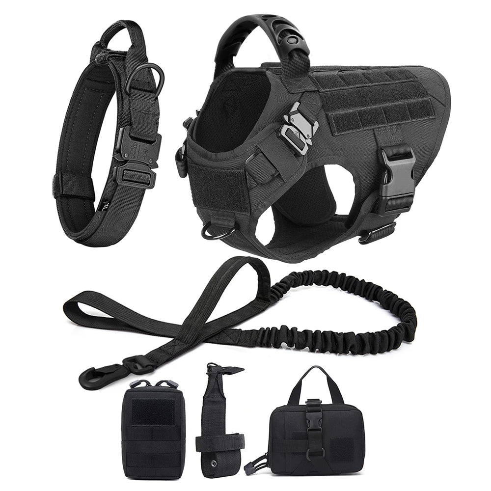 Harnais Tactique Pour Chien Avec Collier Laisse et Équipements - photo 9