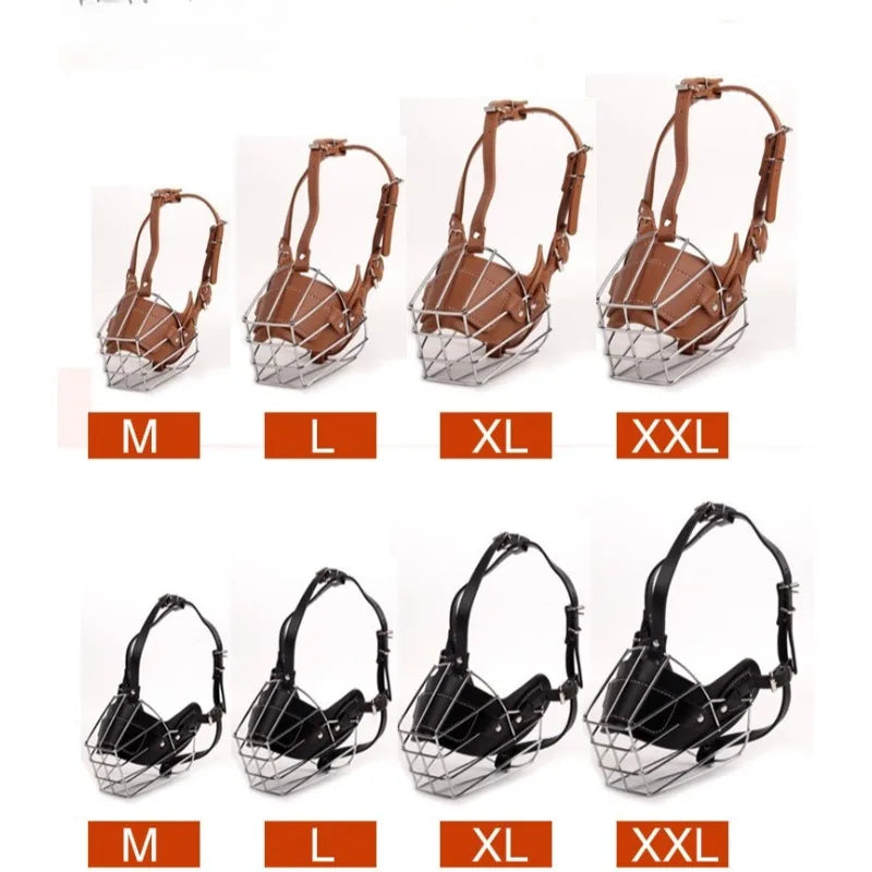 Muselière panier en cuir et métal pour chien de dressage - photo 6