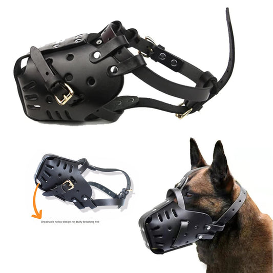 Muselière panier en cuir pour chien de garde et dressage