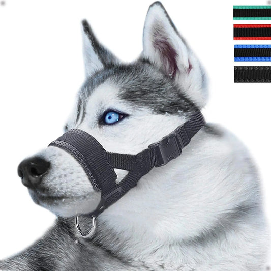 Muselière anti-aboiement en nylon respirante pour chien