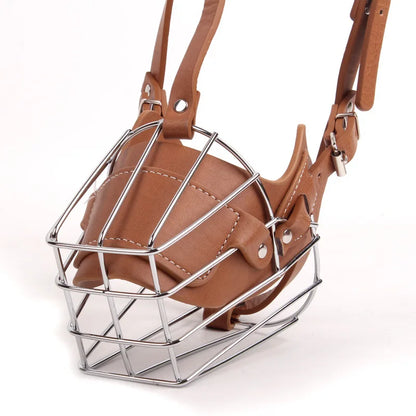 Muselière panier en cuir et métal pour chien de dressage - photo 2