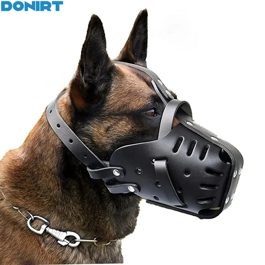 Muselière panier en cuir pour chien de défense et dressage