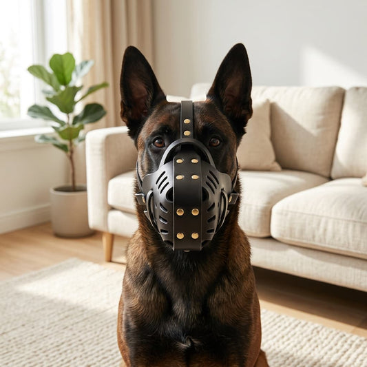 Muselière Panier en Cuir Pour Chien de Garde et Dressage
