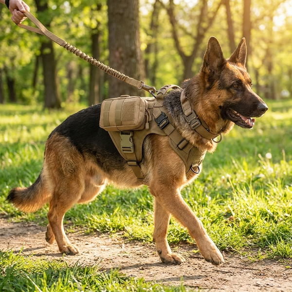 Harnais tactique pour chien avec collier, laisse et équipements
