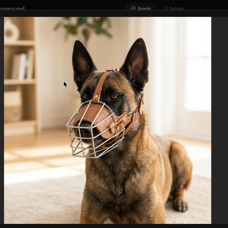 Muselière Panier en Cuir et Métal Pour Chien de Dressage